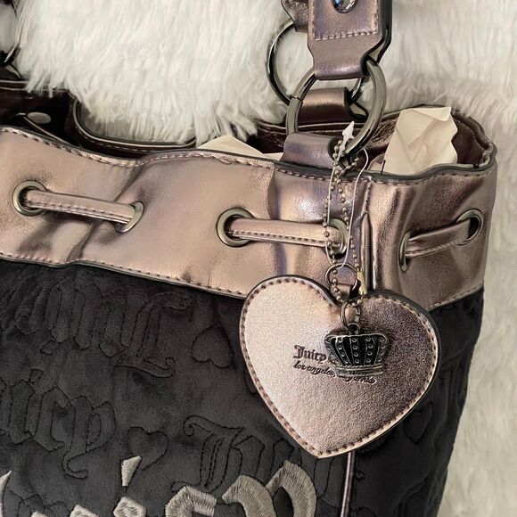 Juicy Couture Vintage Dreams Daydreamer Tote Bag Liquorice Gun Metal Rare NWT - Picture 3 of 8